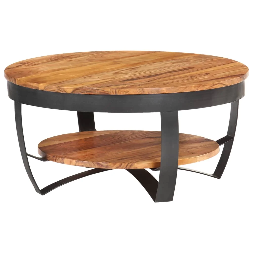 Coffee Table, Solid Acacia Wood Tea Table, Livingroom Furniture 65x65x32 cm