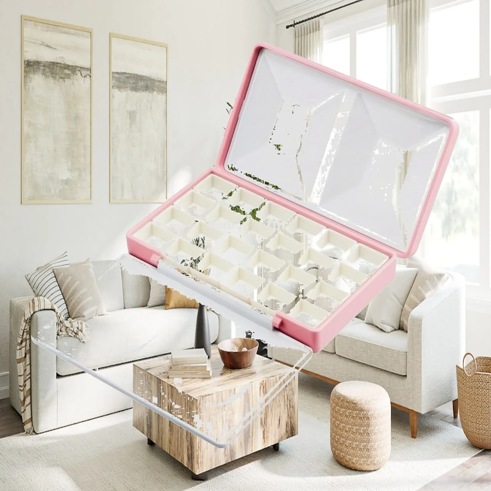 Attracting Palette Case Compact Palette with Attracting Base Divided Storage Case Hard-Shell for Artists, Travel, Studio