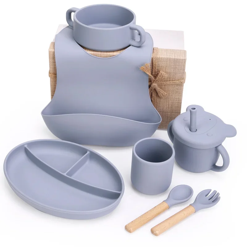 Best Selling New Trending Products Ideas Arrivals 2023 Other Baby Bib Plates Bowl Spoon Tableware Silicone Baby Feeding Gift Set