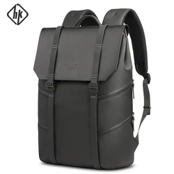 HK Large Capacity Travel Backpack Men Duffel Weekender Bags Waterproof 15.6 inch Laptop Work Bags Vintage Flap Black Backpack