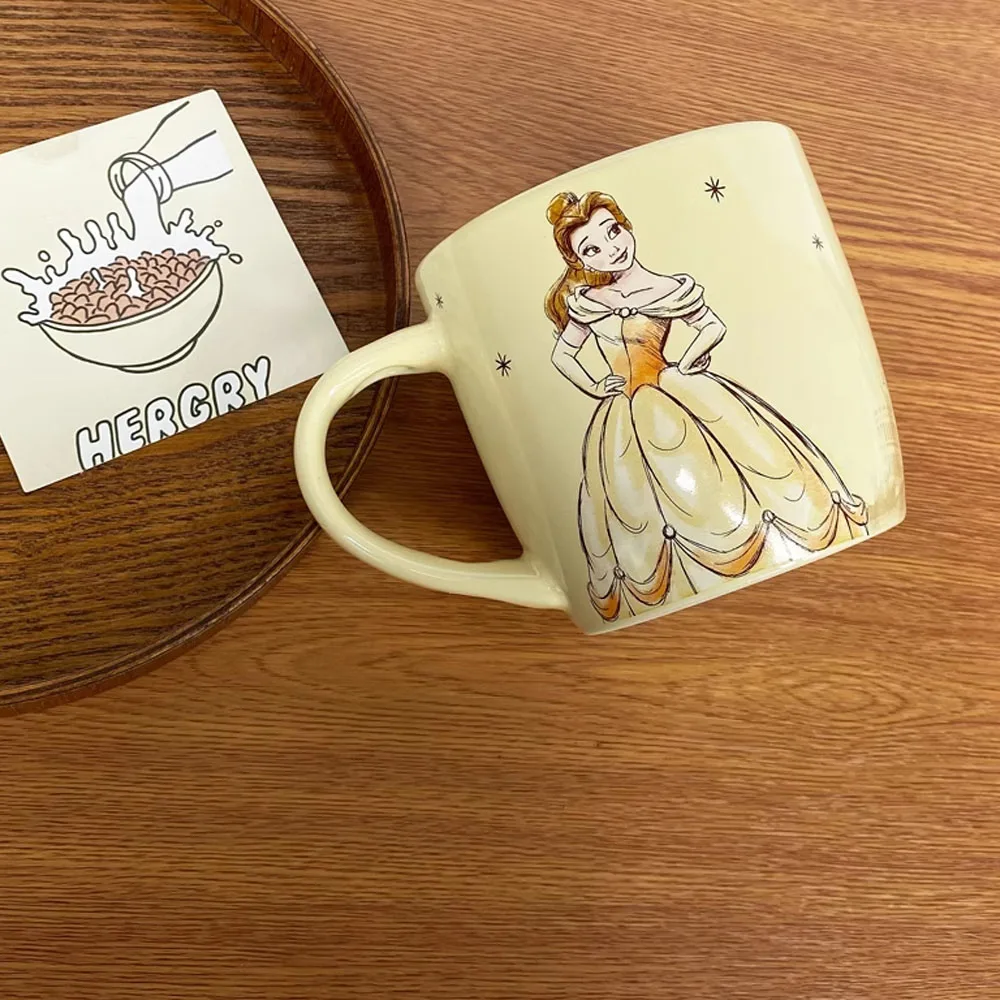 Disney Beauty and the Beast Coffee Cup Action Figure Toys Cartoon Belle Prince Adam Disney Cute Mug Cup Ceramic Mugs Kids Gifts