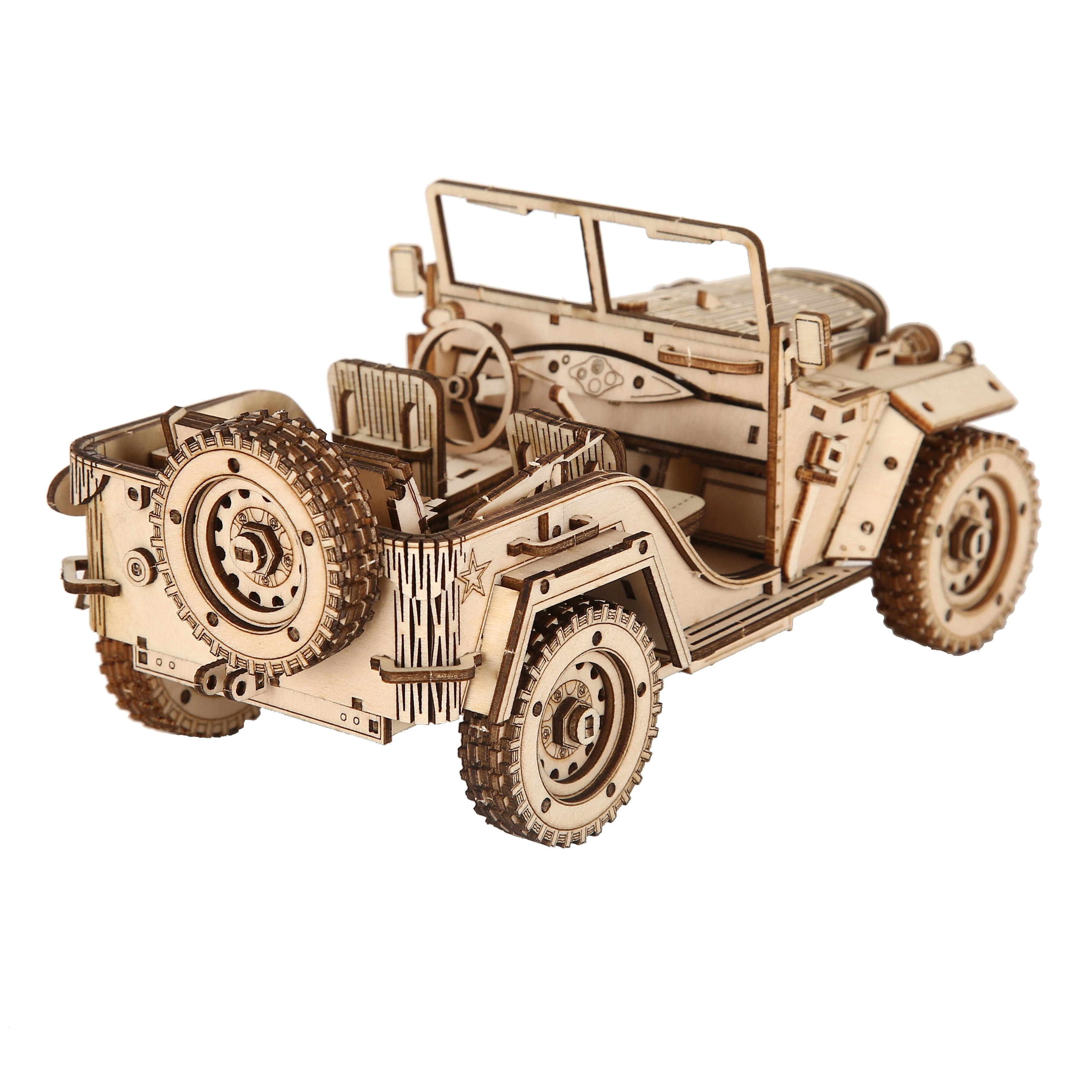 Jeep modèle puzzle 3D en bois, kits de construction de nuits, jouet à assembler soi-même, cadeau d'anniversaire pour enfants et adultes, décoration d'intérieur