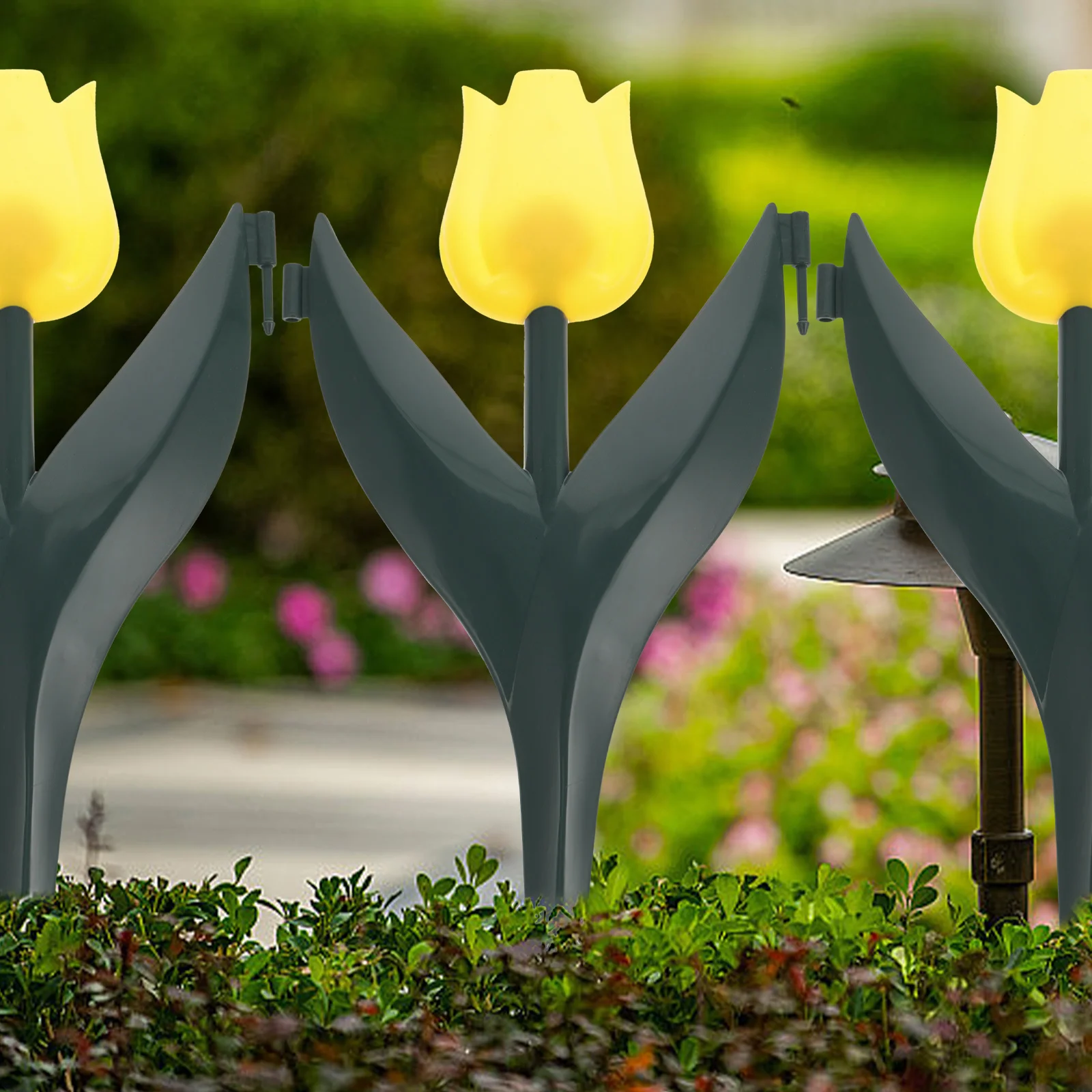 

8 Pcs Screen Tulip Garden Stakes Fence Garden Stakes Lawn Ornaments Artificial Tulips Land Decor Flower Bed Adornment