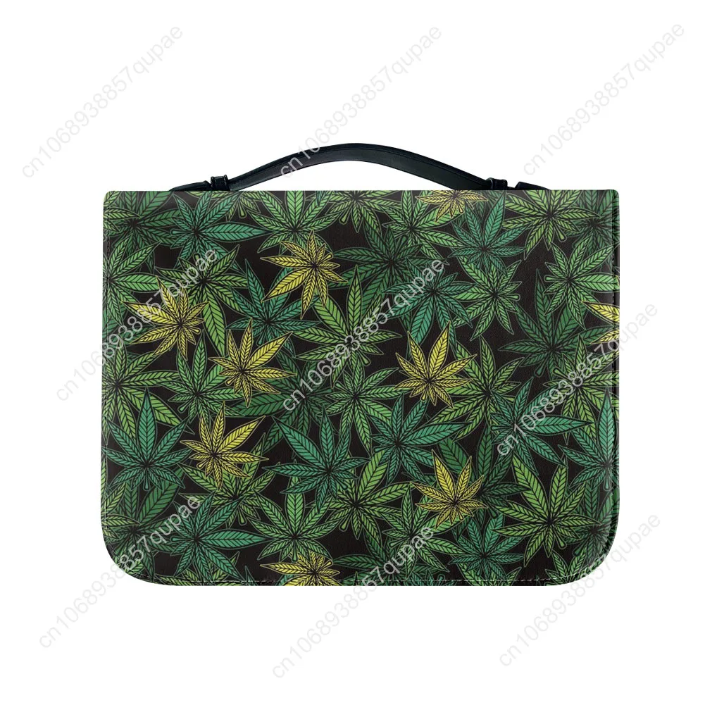 

Leaf Weed Rasta Marijuana, желто-зеленые художественные сумки для Библии, персонализированный чехол, пакет для Библии, водонепроницаемая кожаная сумка, карманы, чехол для упаковки