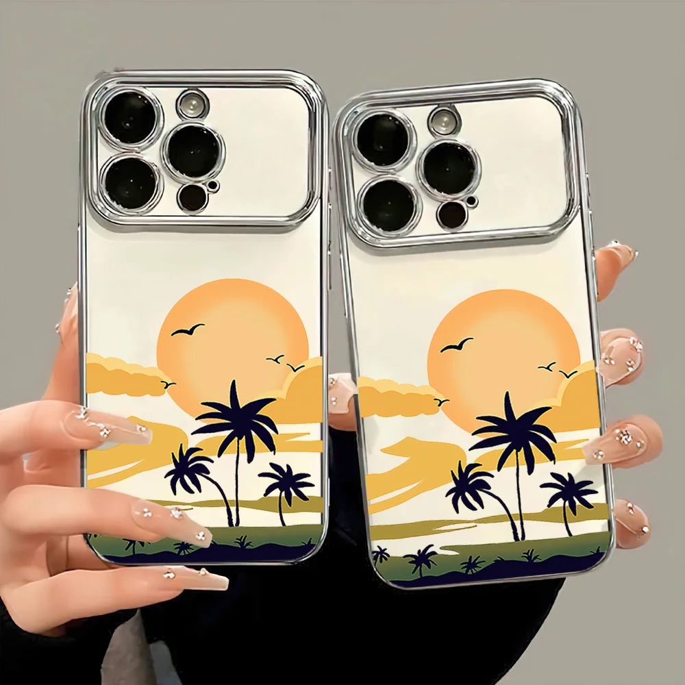 sunset trend coconut tree Electric Ferry Large Window Phone Case For Samsung A22 A23 A32 A51 A20 4G 5G Shell