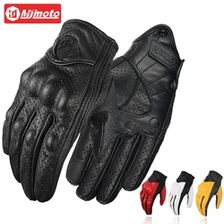 MJMOTO Vintage Leather Motorcycle Gloves Touchscreen Motocross Gloves Hard Shell Protection Motorbike Gloves Comfort Breathable