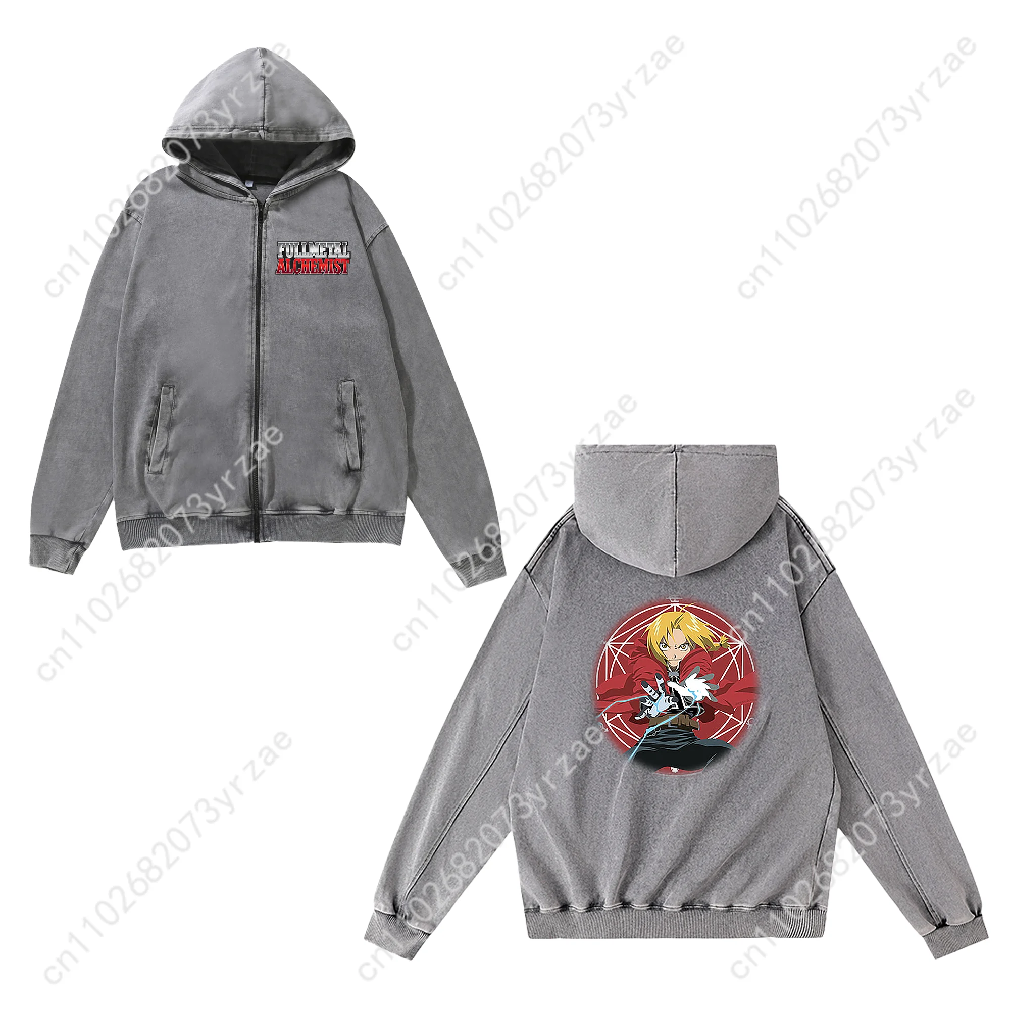 Fullmetal Alchemist Zipper Sweatshirt Man Woman Teenager Retro Hoodies Vintage Pullover Sweat Shirt Full Zip Custom Made Jacket