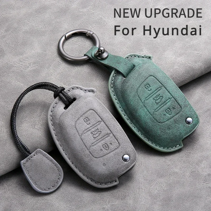 Leather Car Flip Key Case Cover for Hyundai Grand I10 2023 I20 I30 IX35 IX45 HB20 Elantra Solaris Sonata Santa Fe Sport Tucson