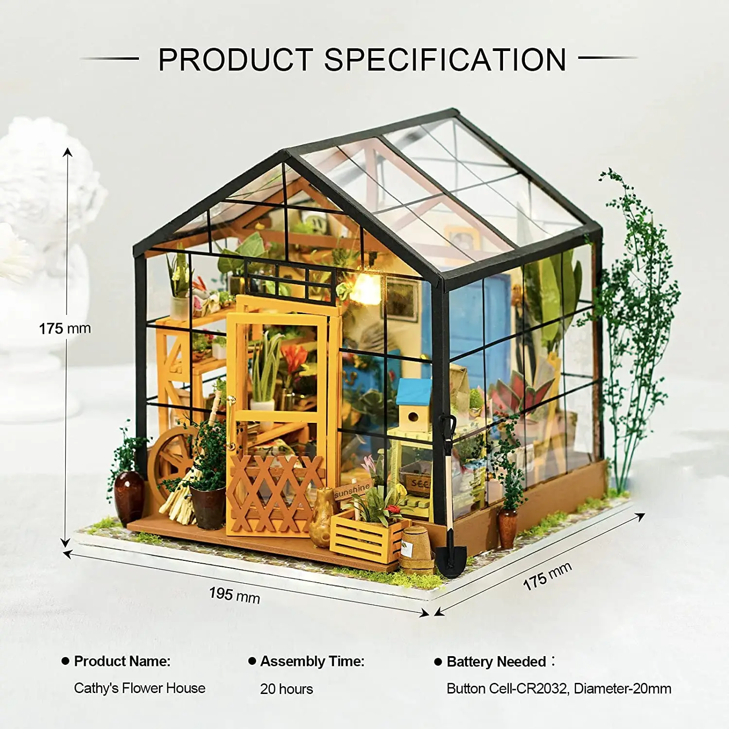 Robotime DIY Doll House with Furniture Children Adult  Green Miniature Dollhouse Wooden Kits Assemble Toy Xmas Brithday Gifts