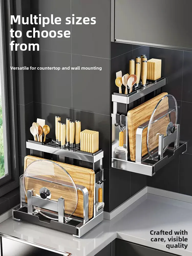 

Stainl Steel 304 Kitchen Knife Holder Ra Cutting Board Stand Chopstis Storage elf Wall Mounted Utili Organizer