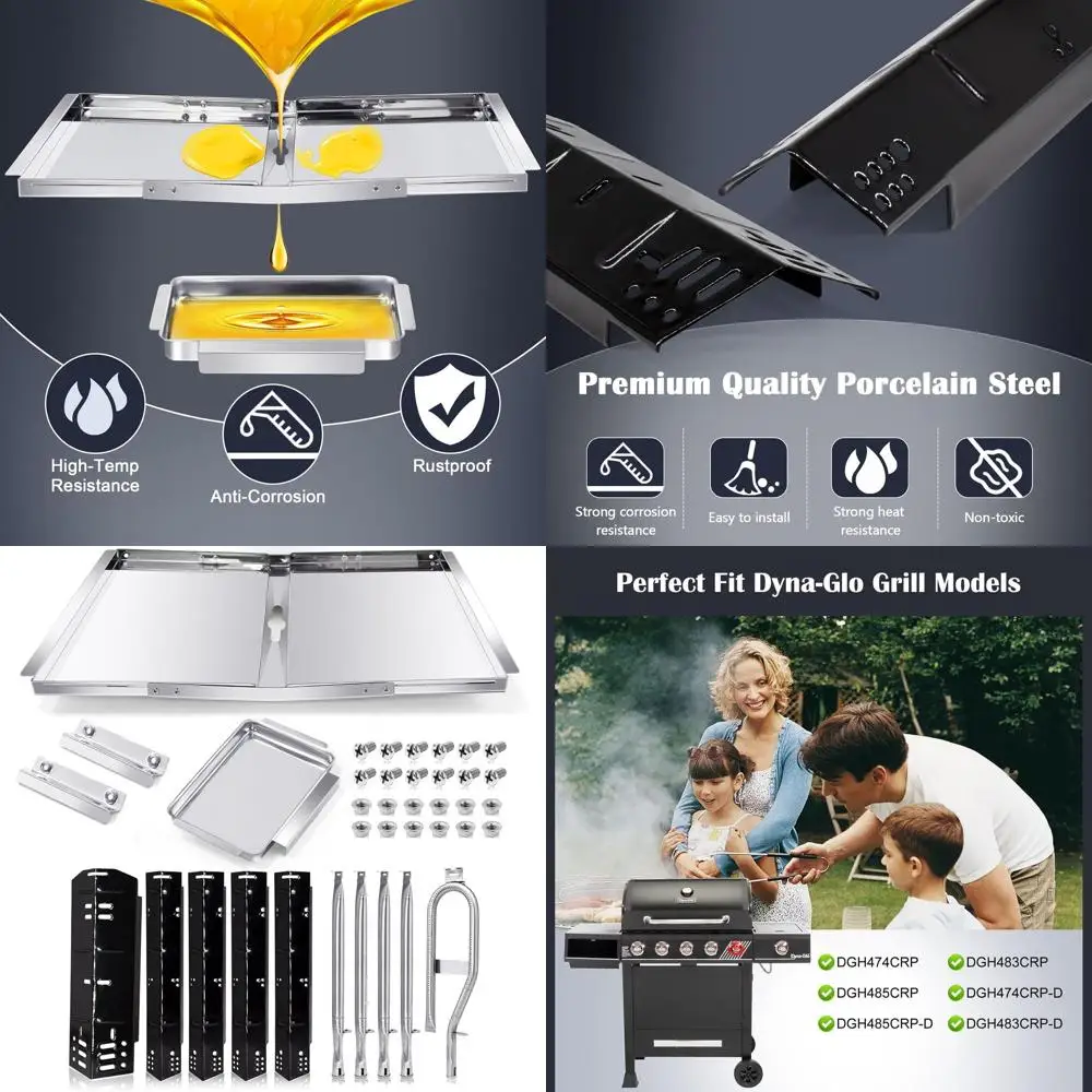 

Dyna Glo Gas Grill Replacement Parts: Drip Pan, Heat Shield & Burners for DGH474CRP, DGH450CRP, DGH483CRP, DGH485CRP Models