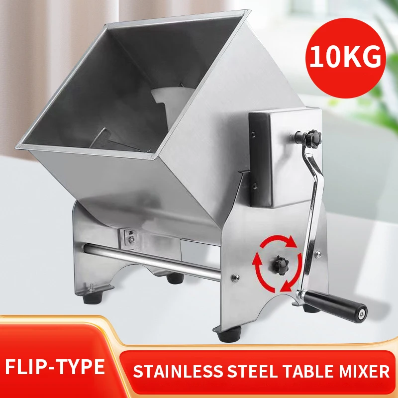 10KG Capacity Tilt Tank Manual Meat Mixers Side-turn dough mixer Manual dough mixer Stainless steel food mixer