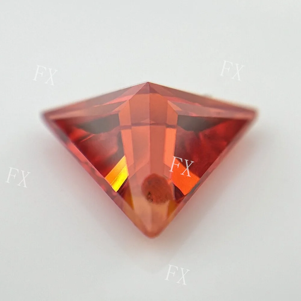 Single Hole Orange CZ Beads Cubic Zirconia Stones Triangle Shape AAAAA Cubic Zirconia Stone Loose For DIY Jewelry Making Zircon