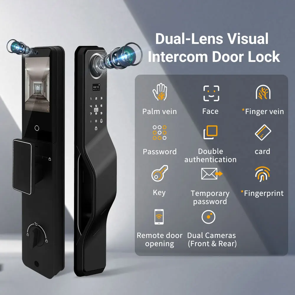 Full Automation Door Lock with Dual Cameras, Wifi Smart Door Lock with Intercom Function, Support ODM&OEM Card and Color