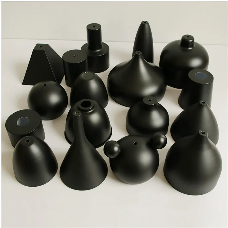 

Black Finished Iron Metal Lamp Shade Industrial Edison Bulb Iron Canopy DIY Light Accessories Flat Cone Pendant Round Lampshades