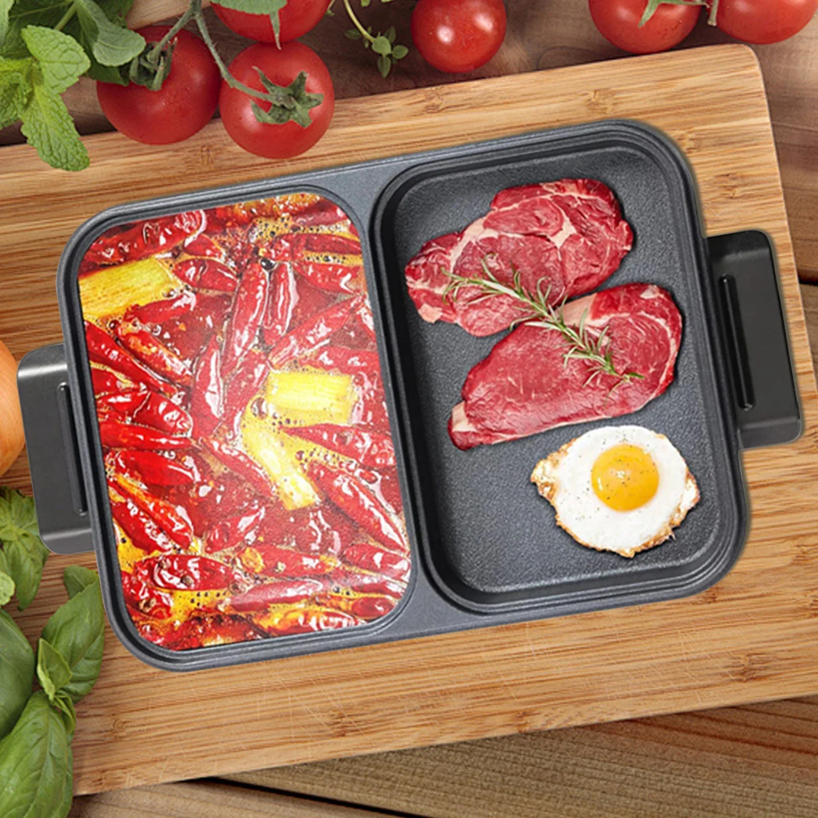 

Электрическая сковорода-гриль 2-в-1 для дома, портативный многофункциональный бездымный корейский гриль для барбекю, подходит для 1-2 человек