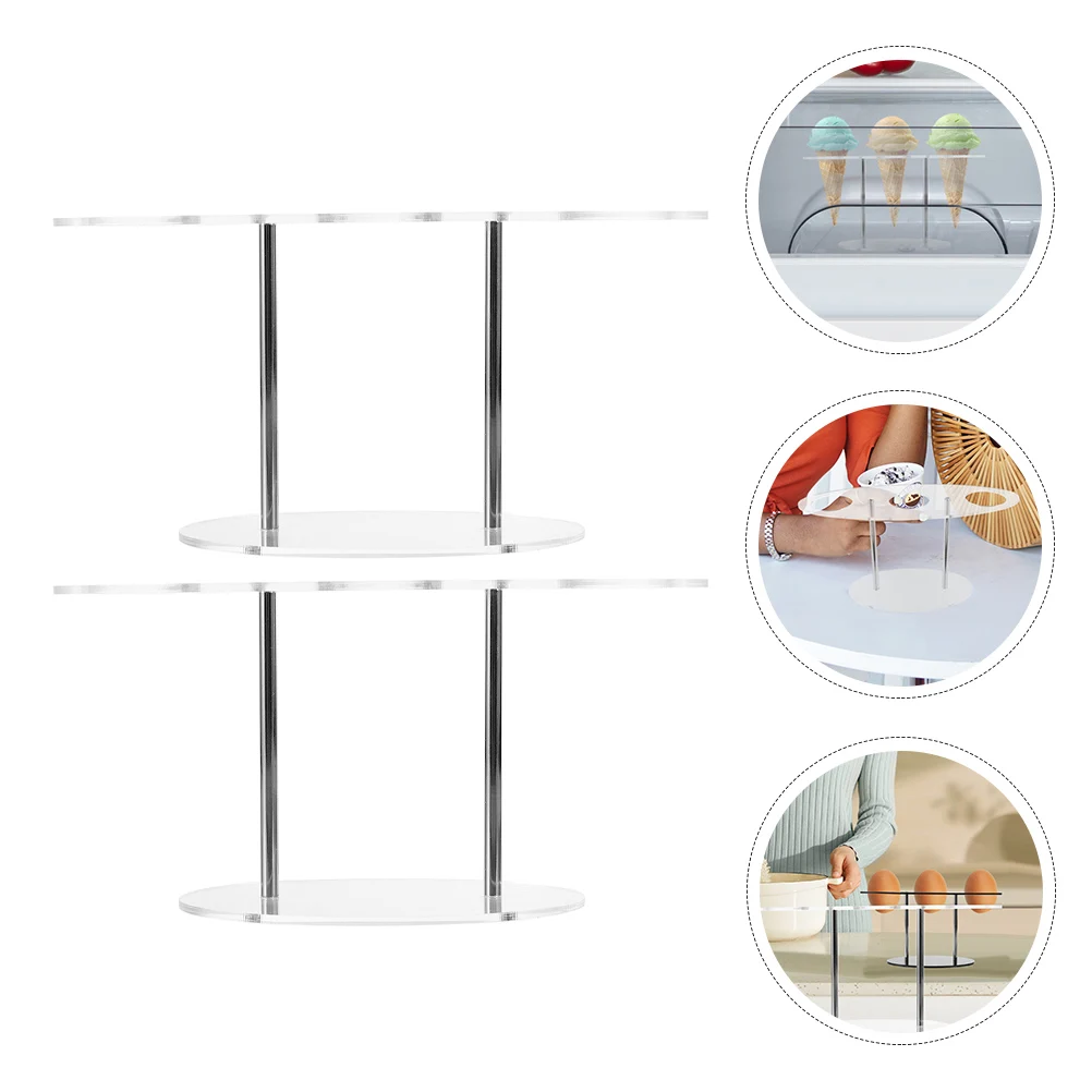 

2pcs Acrylic Sushi Roll Holder Ice Cream Rack Transparent Display Stand For Restaurant Dessert Cone Storage Stable Easy
