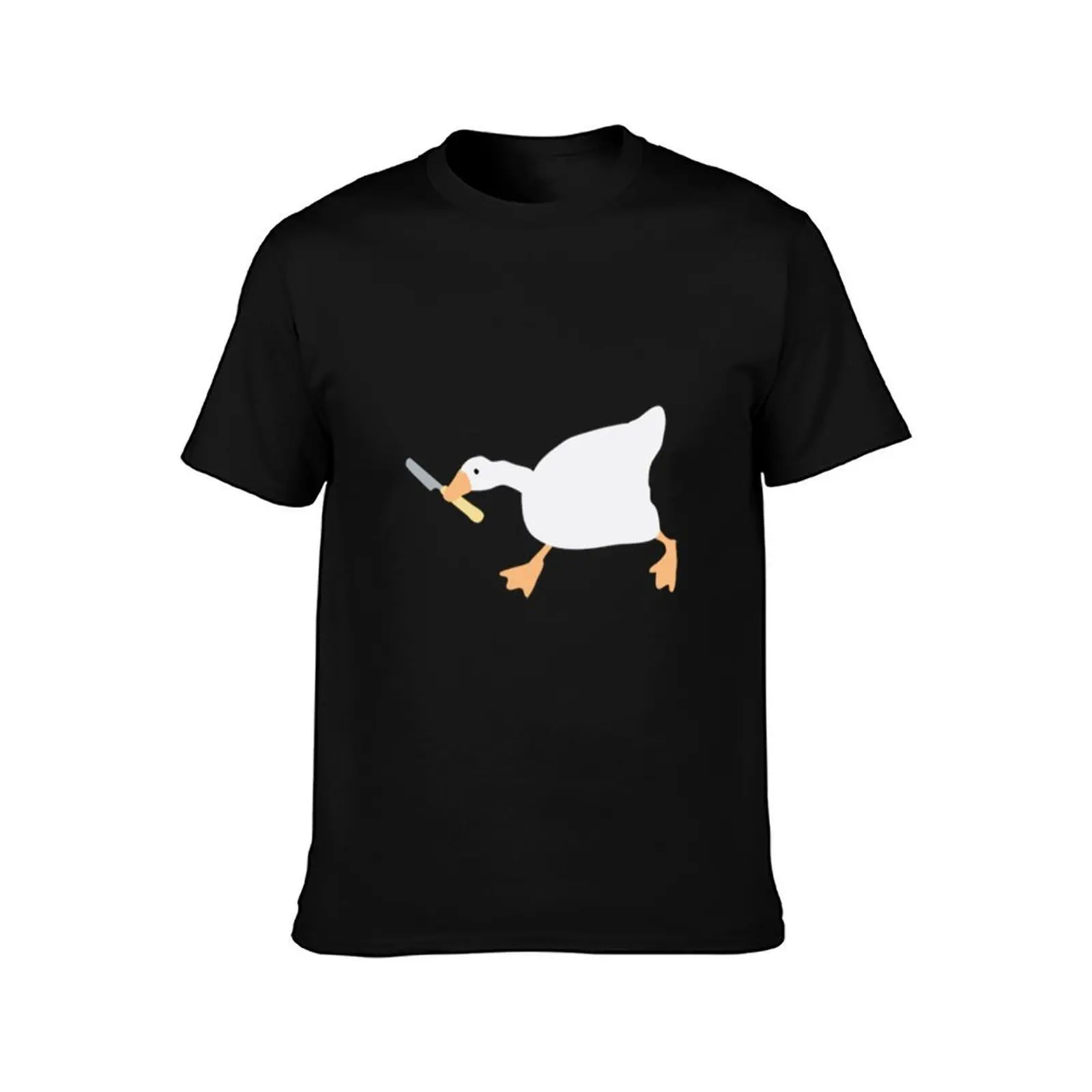 Untitled Goose With Butter Knife Shirt Sticker T-Shirt, Summer Casual Cotton Tee, Oversized Streetwear Tops, Unisex Men Women