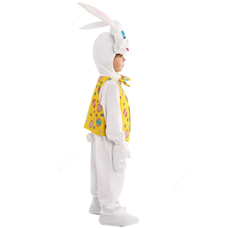 Kids Boys Girls Cartoon Rabbit /Carrot Jumpsuit White Rabbit/Carrot Cosplay Role Play Costume Easter Party Performance CostumesB