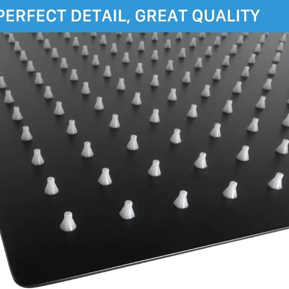 رأس دش مربع عالي التدفق باللون الأسود غير اللامع مقاس 12 بوصة مع رذاذ جسم شلال أو سقف أو مثبت على الحائط