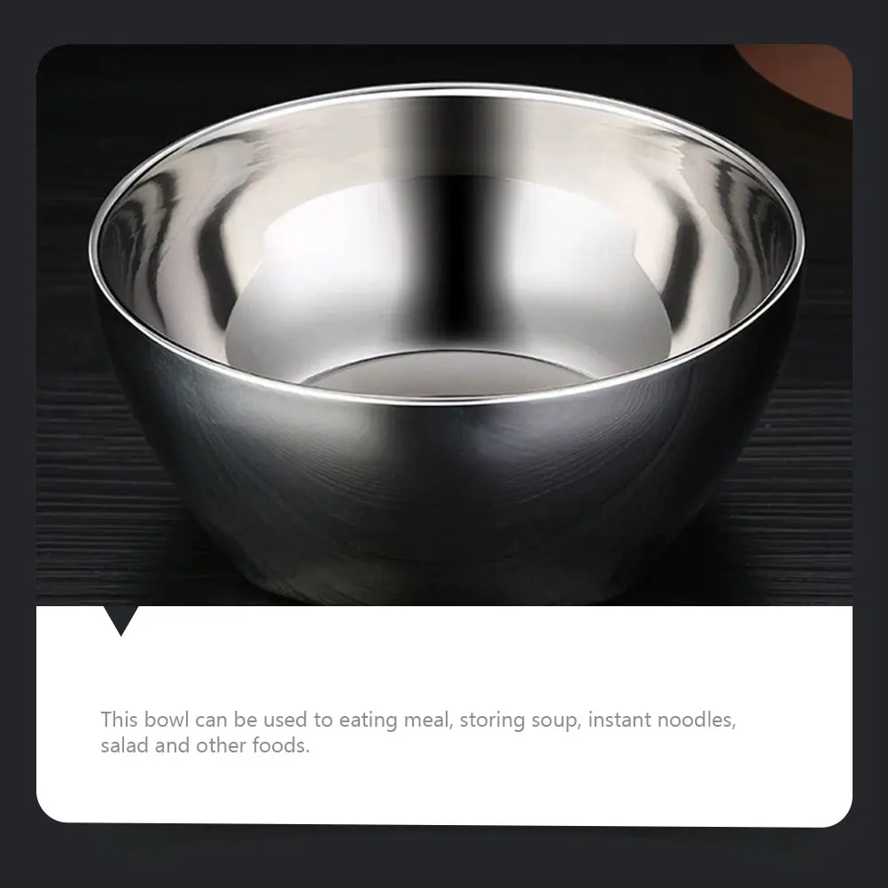 

1pc Stainless Steel Household Soup Dual Layer Salad Bowl Food Serving Container For Noodles Rice Salad Fruit Kitchen Supply