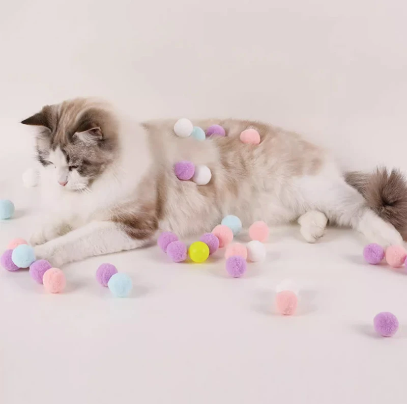 Kreative Katze Spielzeug Interaktive Start Training Kätzchen Mini Pompoms Spiele Stretch Plüsch Ball Spielzeug Haustier Zubehör Katze Liefert – Detail 9