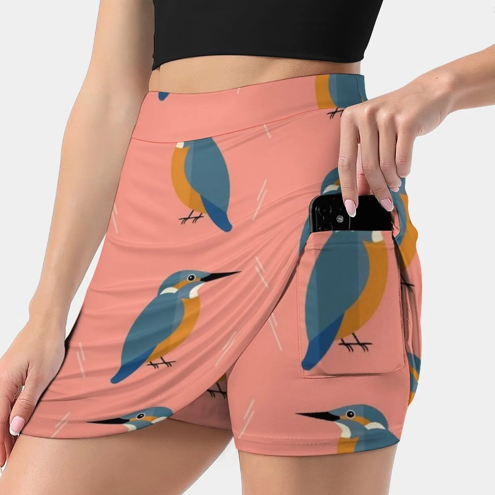 Kingfishers Everywhere Women's skirt Sport Skort Skirt With Pocket Fashion Korean Style Skirt 4Xl Skirts Graphic Design Pattern