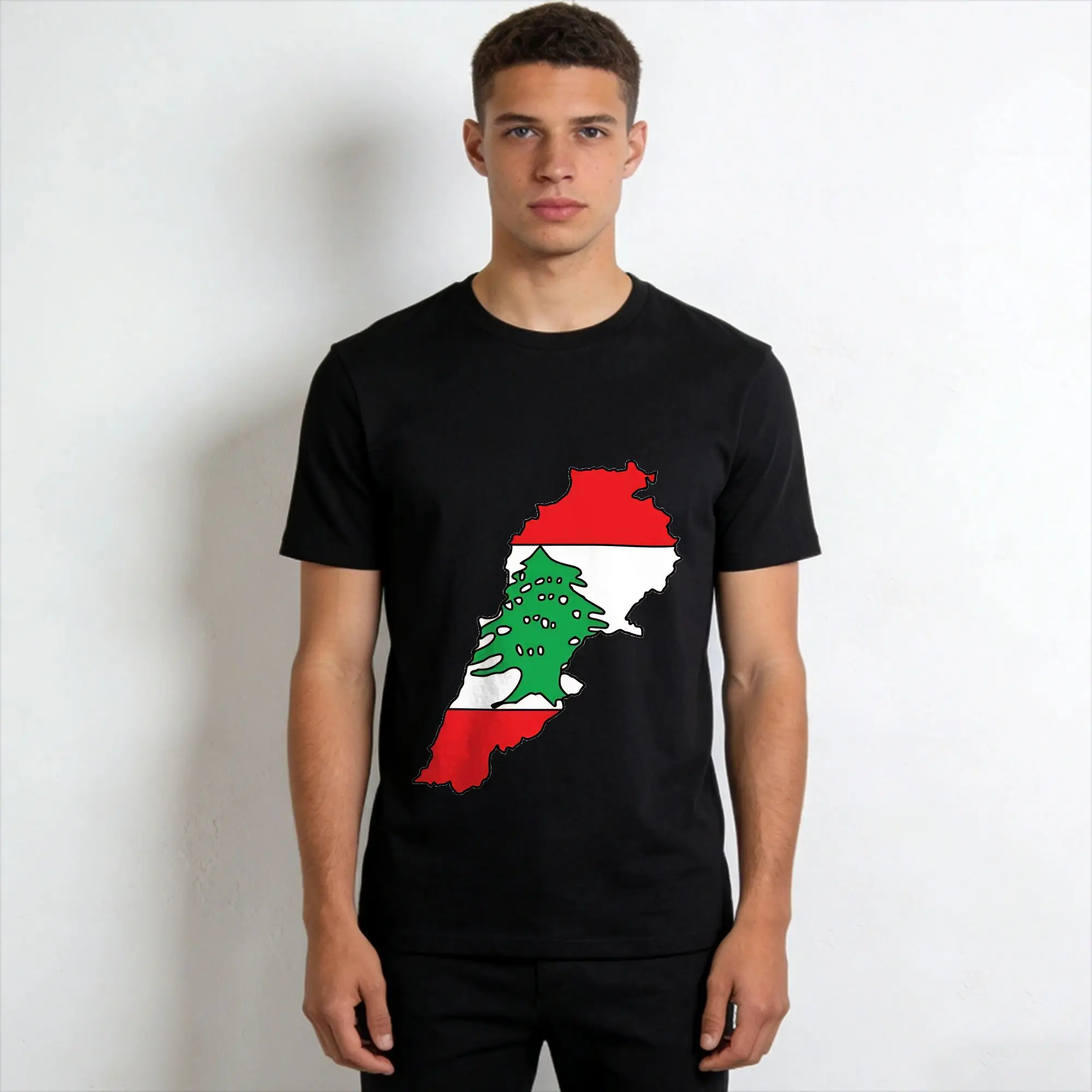 Lebanon Flag  T Shirt Summer  Hippie T-Shirts Men's 100% Cotton O Neck Oversized Tees Short-Sleeved Vintage Tshirt