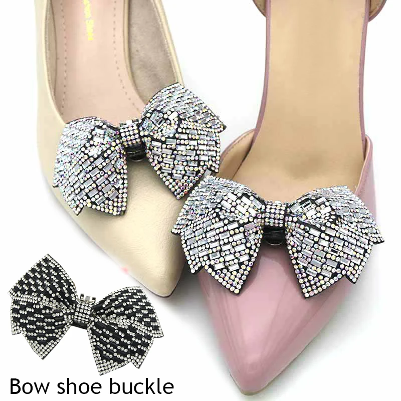 1PC Crystal Shoe Decorations Clip Shiny Rhinestone Bow Shoe Clips Bride Wedding High Heel Accessories For Women Shoe Buckles