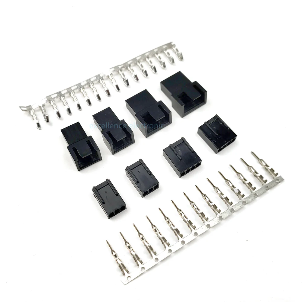 10sets 2540 3+1P KF2510 3P Male Female Housing Connector Black with Metal Terminal Pins 4pin 2.54mm Pitch