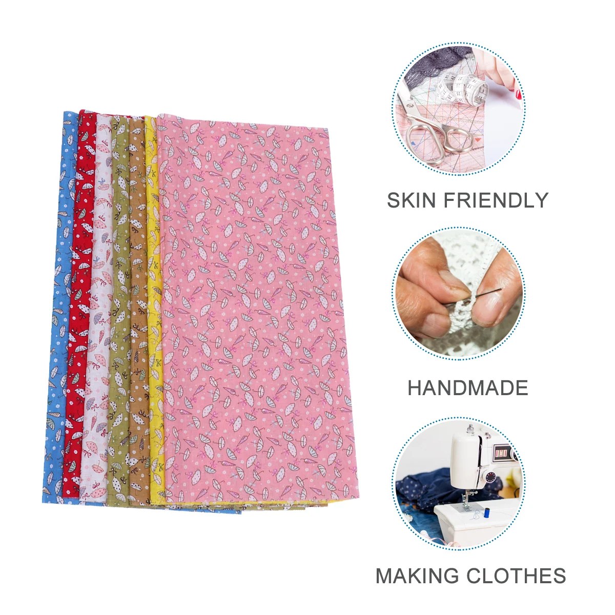 7 Fat Quarters Fabric Bundles Floral Quilting Patchwork Cotton Plain Cloth for Quilting Sewing Crafting DIY Crafts 50cm