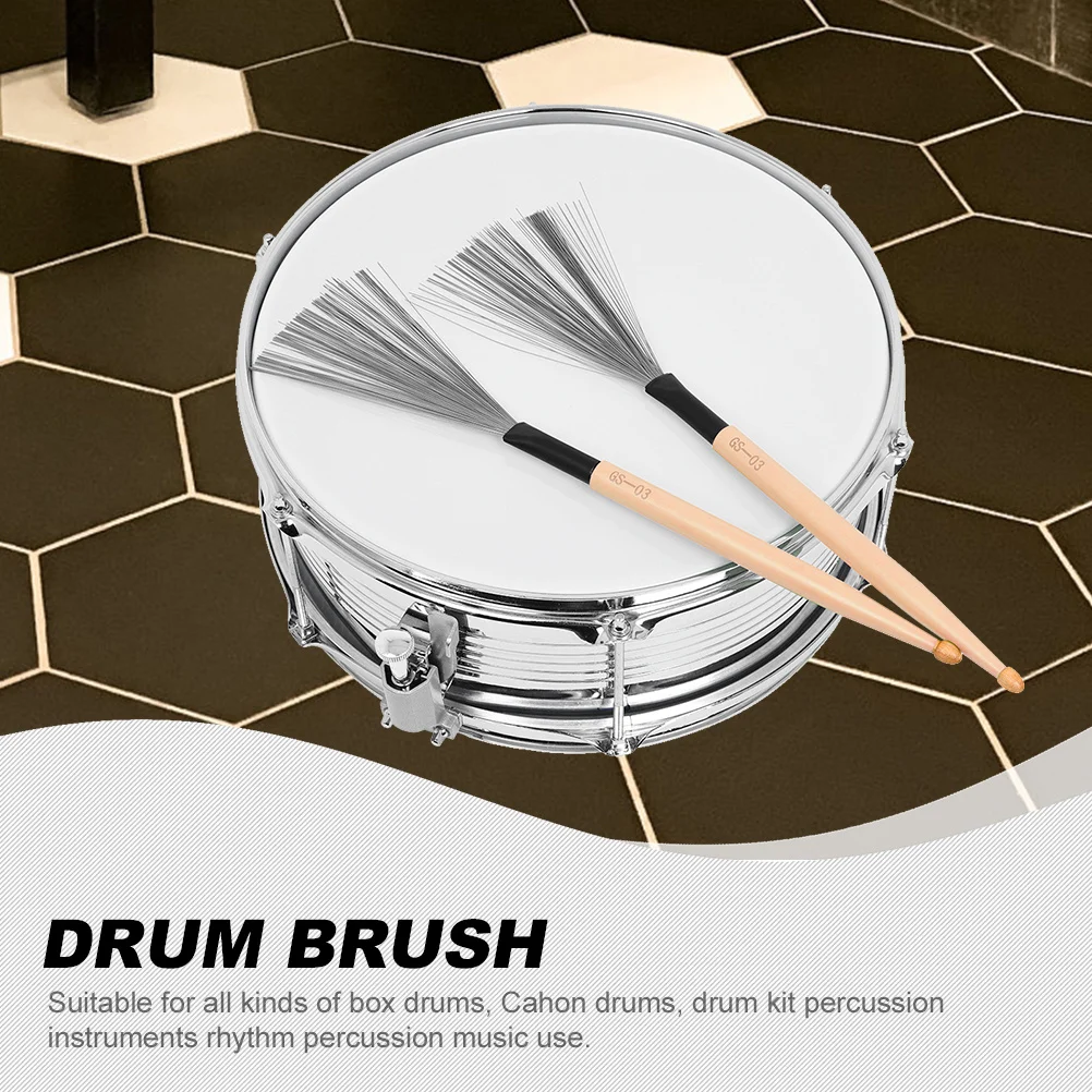 1 زوج دائم خشب القيقب طبل فرشاة الكربون الصلب سلك الجاز أداة قرع خاصة عدم الانزلاق مقبض هدية المهنية