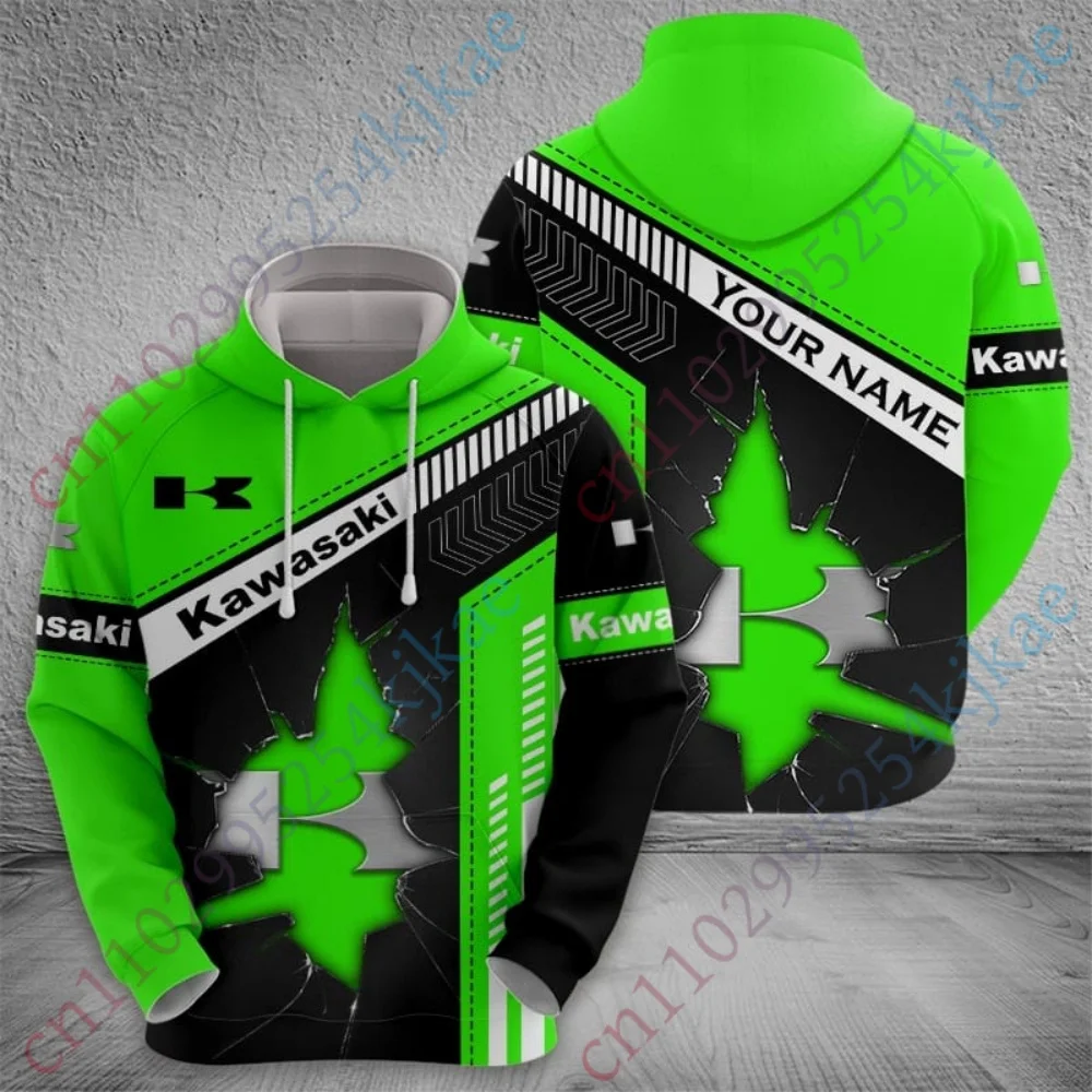 

Kawasaki Hoodies Sweatshirt Long sleeve Hoodie zip-up For Men Clothing Casual Sport Streetwear Harajuku Pullover 3D Printing Top