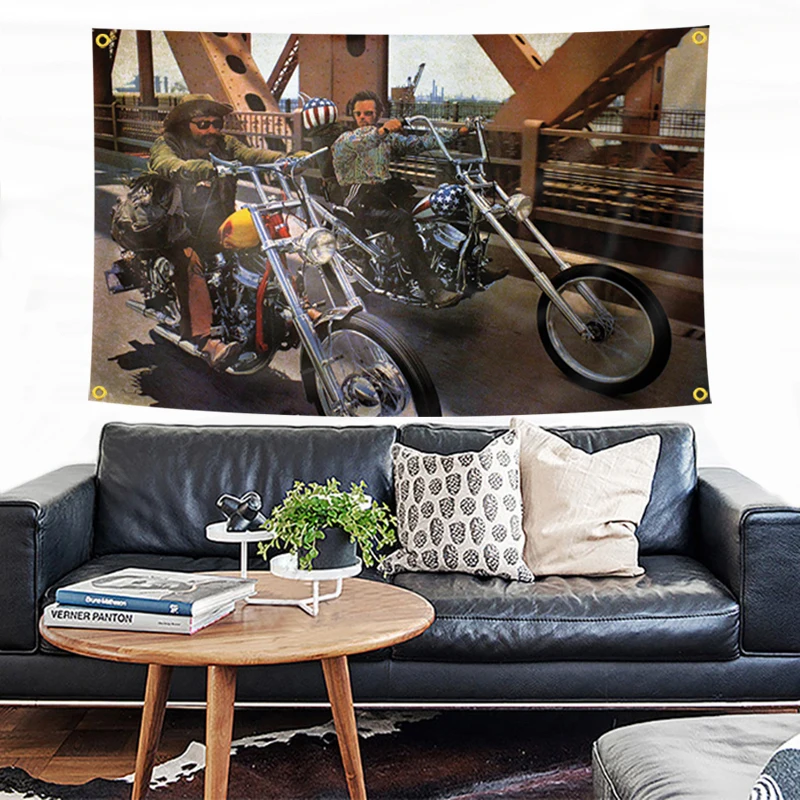 Easy Motorcycle Riders Poster Flag Banner Vintage Home Bar Garage Decoration Hanging Flag 4Gromments In Corners 3*5FT 144CM*96CM