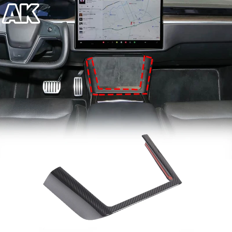 

For Tesla Model S 2021-2026 Real Carbon Fiber Car Central Control Charging Panel Decorative Cover Car Interior Accessories