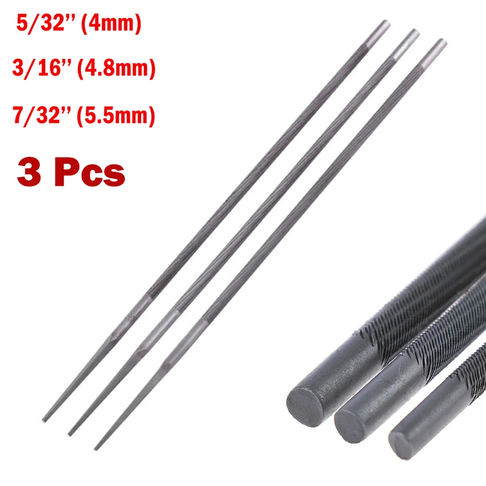 3pcs Steel Chainsaw Round Files Sharpening For Chainsaw Chains Grinding Tool Woodworking Hand Tools 4.0mm/4.8mm/5.5mm Hand Tool