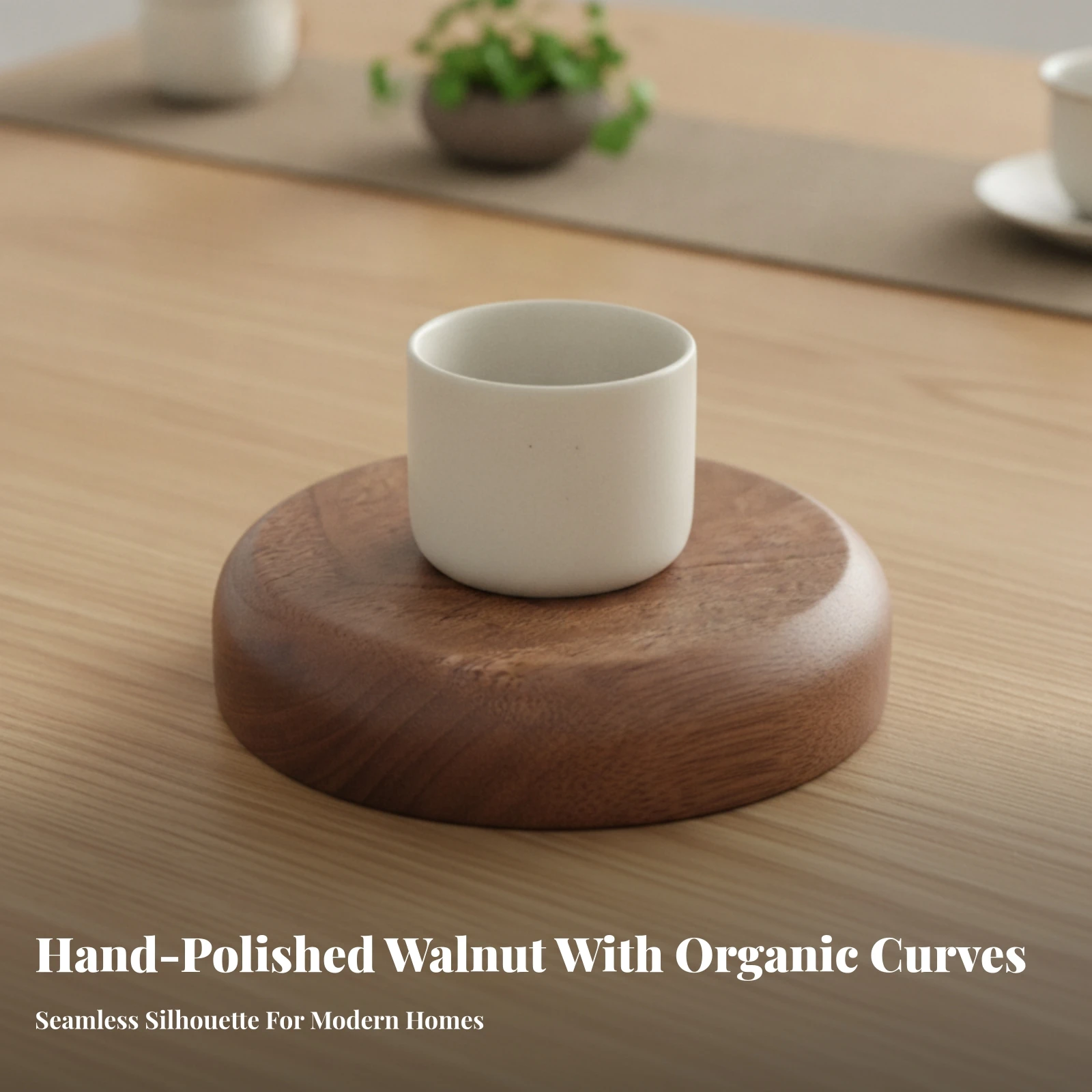 Round Wooden Tray Smooth Wooden Coaster Desktop Base Tray Long-Lasting Multi-Functional for Vanity, Bedside Table