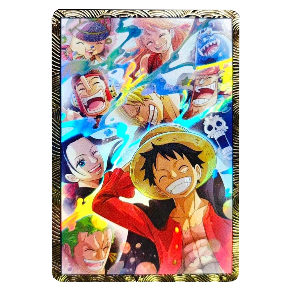 Satu buah DIY 9 buah/set Trafalgar Shirahoshi Luffy tekstur renda Emas glitter pelangi refraktif koleksi kartu hadiah liburan