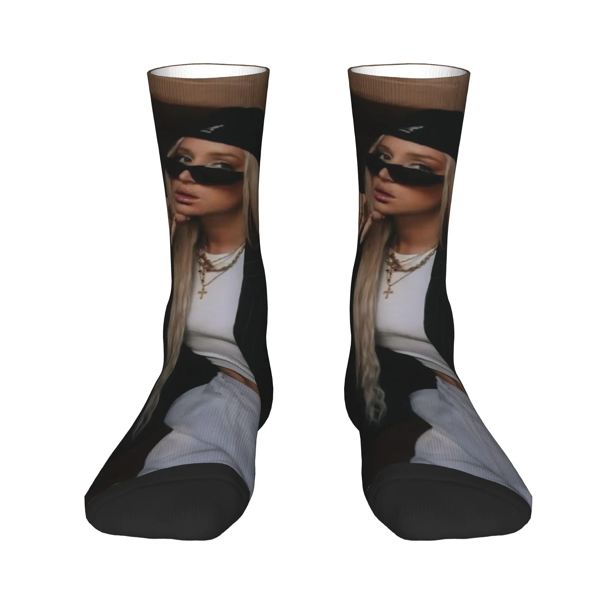 Lolas pop Music Singer Indigos Theme Design Crew Socks Accessories لملابس الحفلات جوارب مضادة للانزلاق