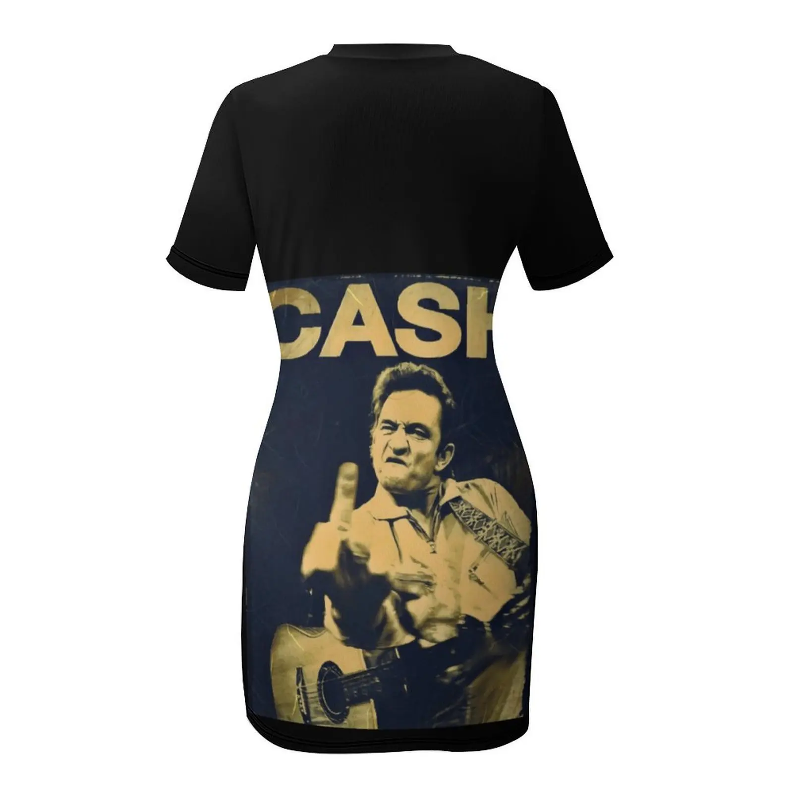 Johnny Cash Geeft Midle Finger Johnny_31207581 Jurk Met Korte Mouwen Grappige Sexy Vrouw Kleding Humor Cocktails Strappy Jurk