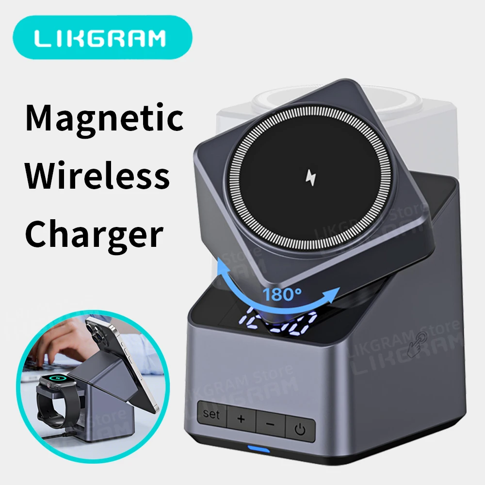 

LIKGRAM Magnetic Wireless Charger for iPhone 12-17 Apple Watch AirPods 3-4(not for Airpods 2) X11