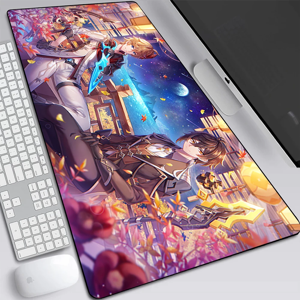 Genshin Impact Tartaglia Zhongli Large Gaming Mouse Pad Computer Mousepad XXL Mausepad Keyboard Pad Desk Mat PC Gamer Mouse Mat