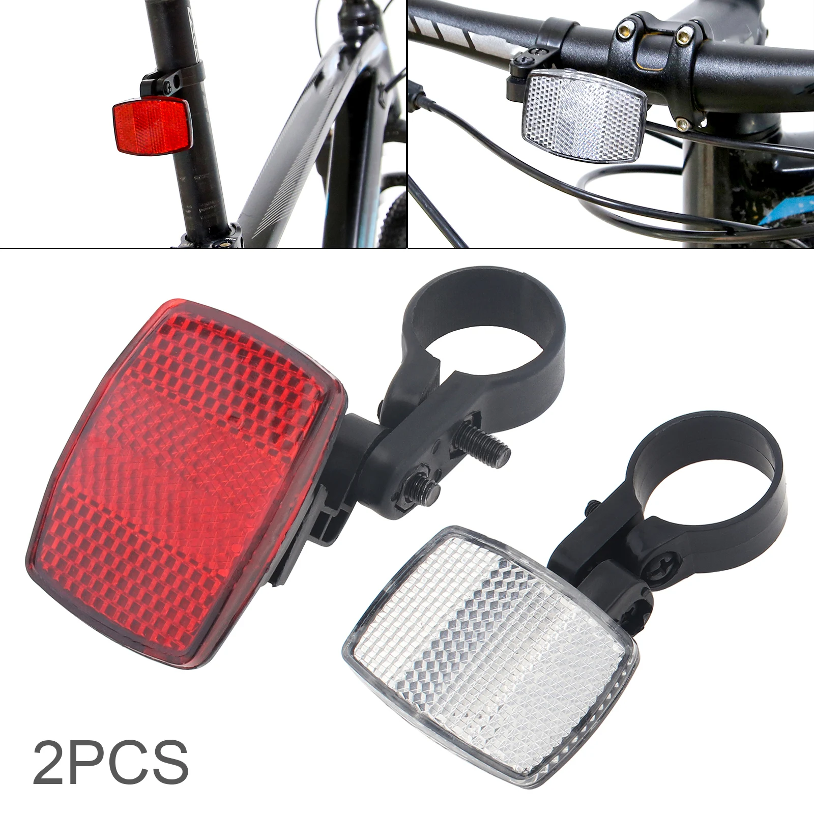 

2Pcs Bike Front and Rear Reflector Kit Bike Automatic Reflectors Front Rear Alarm Light Bike Tools for Handlebar