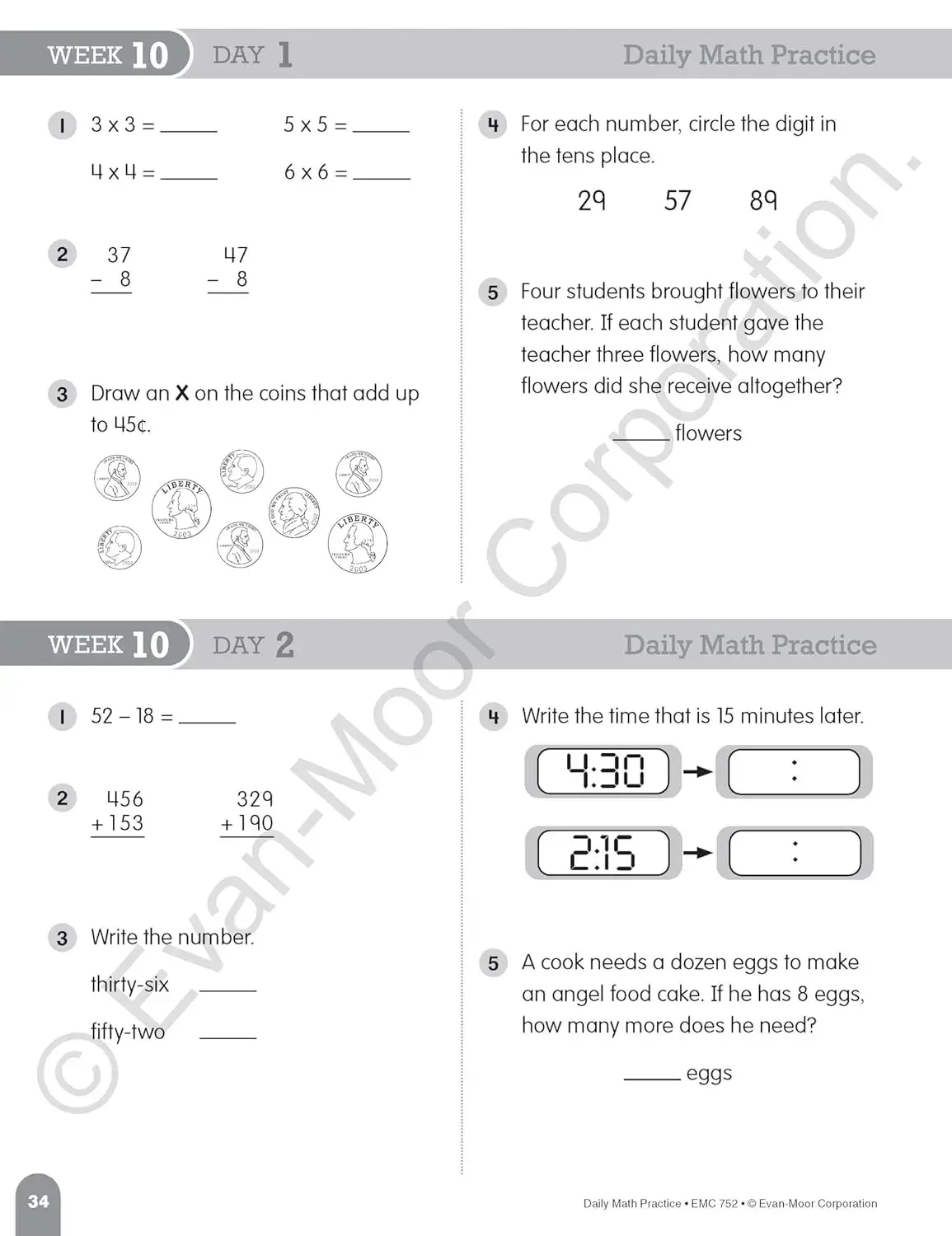Evan-Moor Daily Math Practice, Grade 3 TE Workbook,aged 7 8 9 10, English book 9781557997432