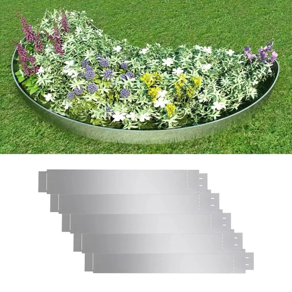 5-Pack Flexible Galvanized Steel Lawn Fence - 100x14 cm Garden Edging