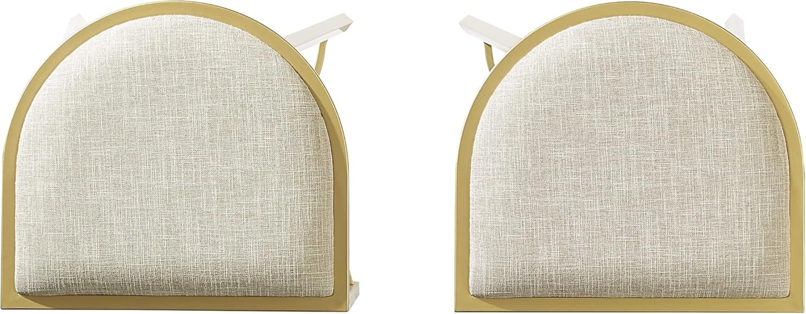 Upholstered Seat Counter Height Bar Stools Set of 2, Oatmeal/Gold