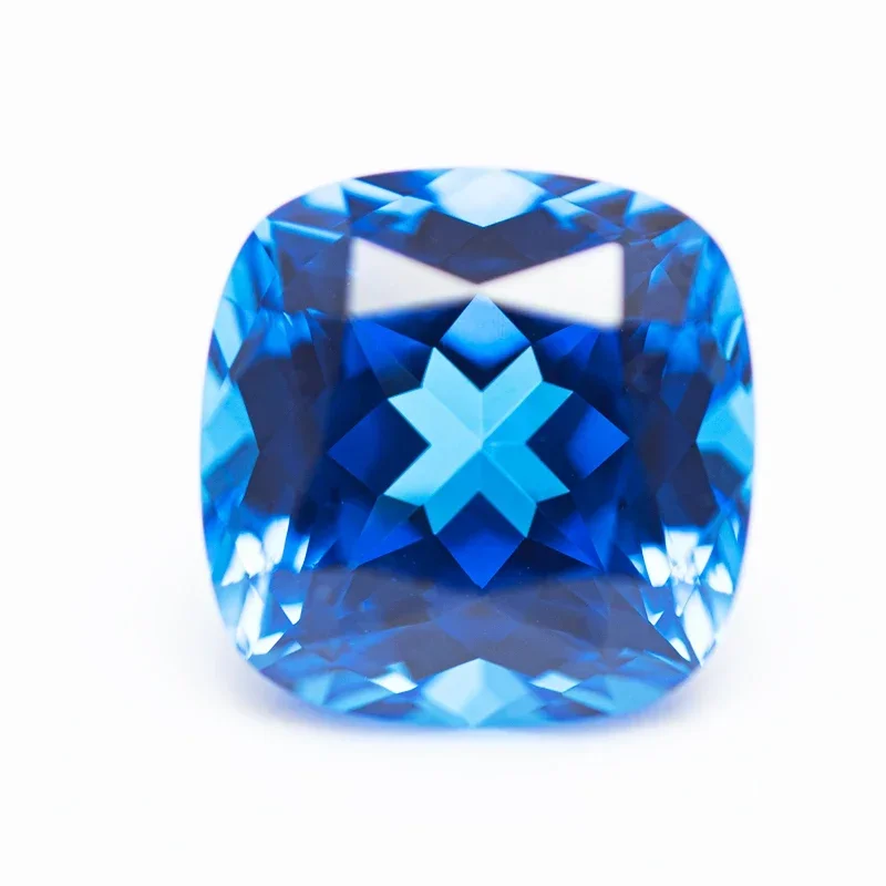 lab-grown-sapphire-square-cushion-shape-blue-demon-color-gemstone-for-charms-diy-jewelry-making-ring-selectable-agl-certificate