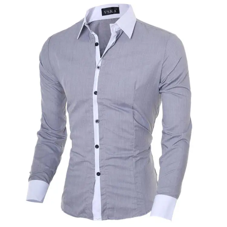 

Men's Square Collar Long Swedi irt with Contrasting Pattern Resistant to Deformation Summer 205 Pure Color Inner Wear