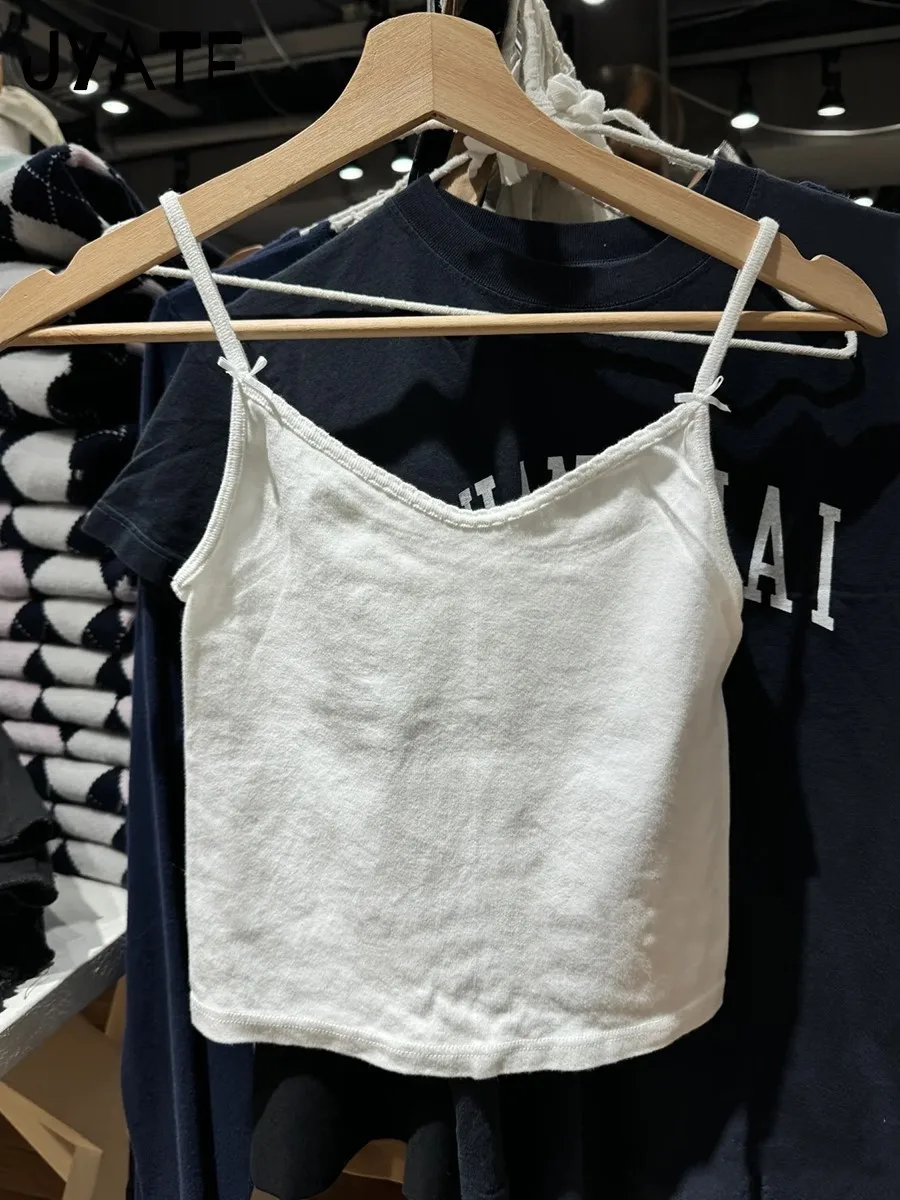 Tank Top Pita Potong Renda Celana Pendek Pakaian Katun Rompi Leher-v Musim Panas Wanita + Celana Pendek Boxer Lurus Kancing Set Piyama Rumah Lucu