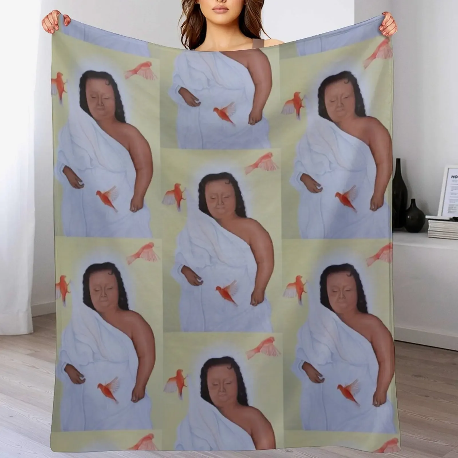 

New Heaven oil on canvas painting Throw Blanket Compact Warm Blanket for Car Road Trip